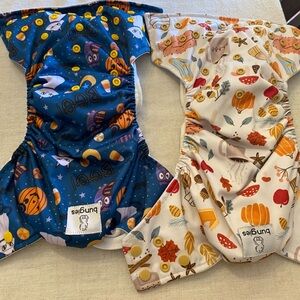 Lot of 2 Bungies Cloth Diapers Halloween and Fall Themed